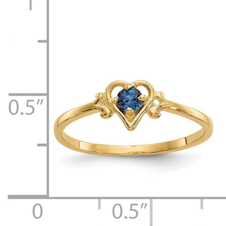 14K Synthetic Alexandrite Birthstone Heart Ring