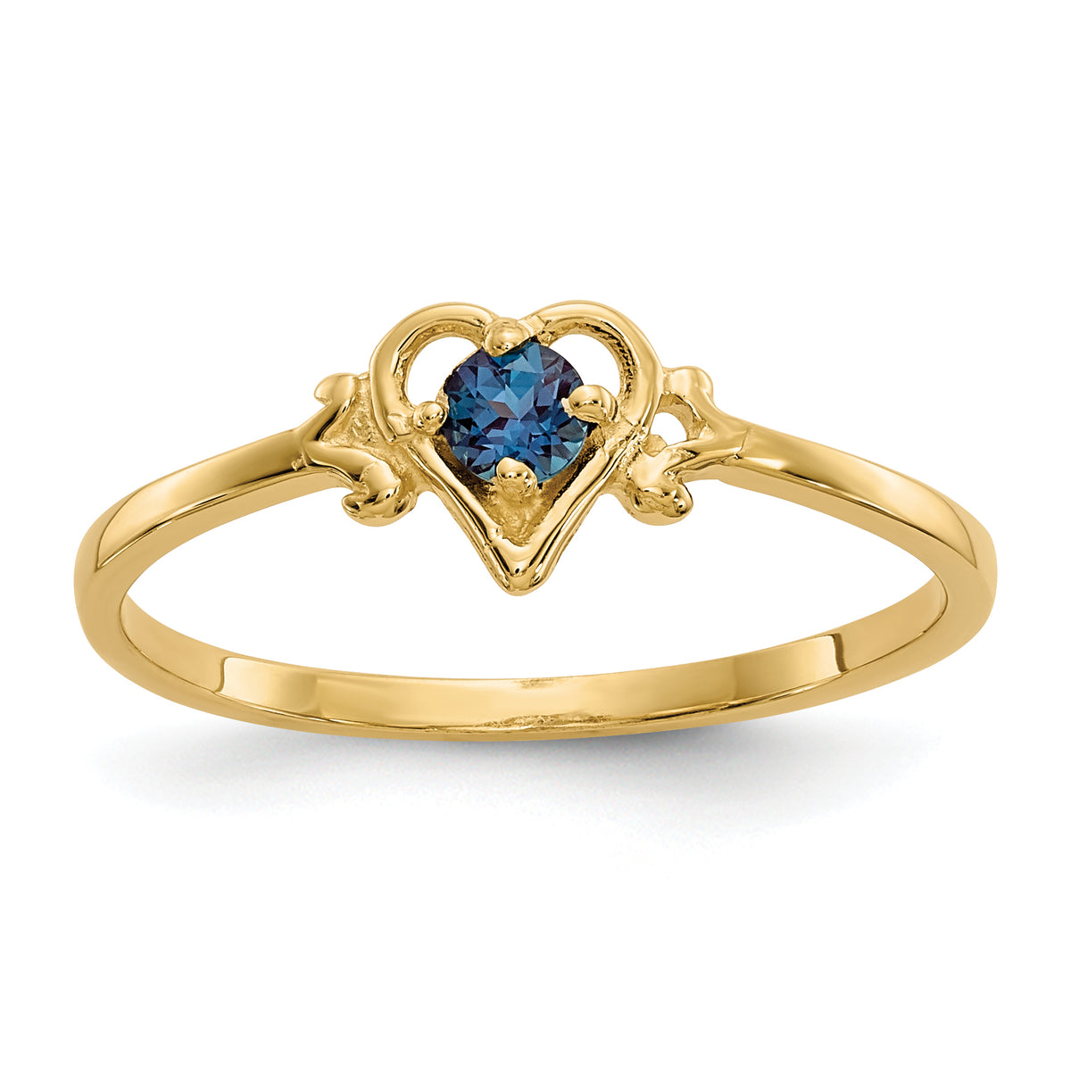 14K Synthetic Alexandrite Birthstone Heart Ring