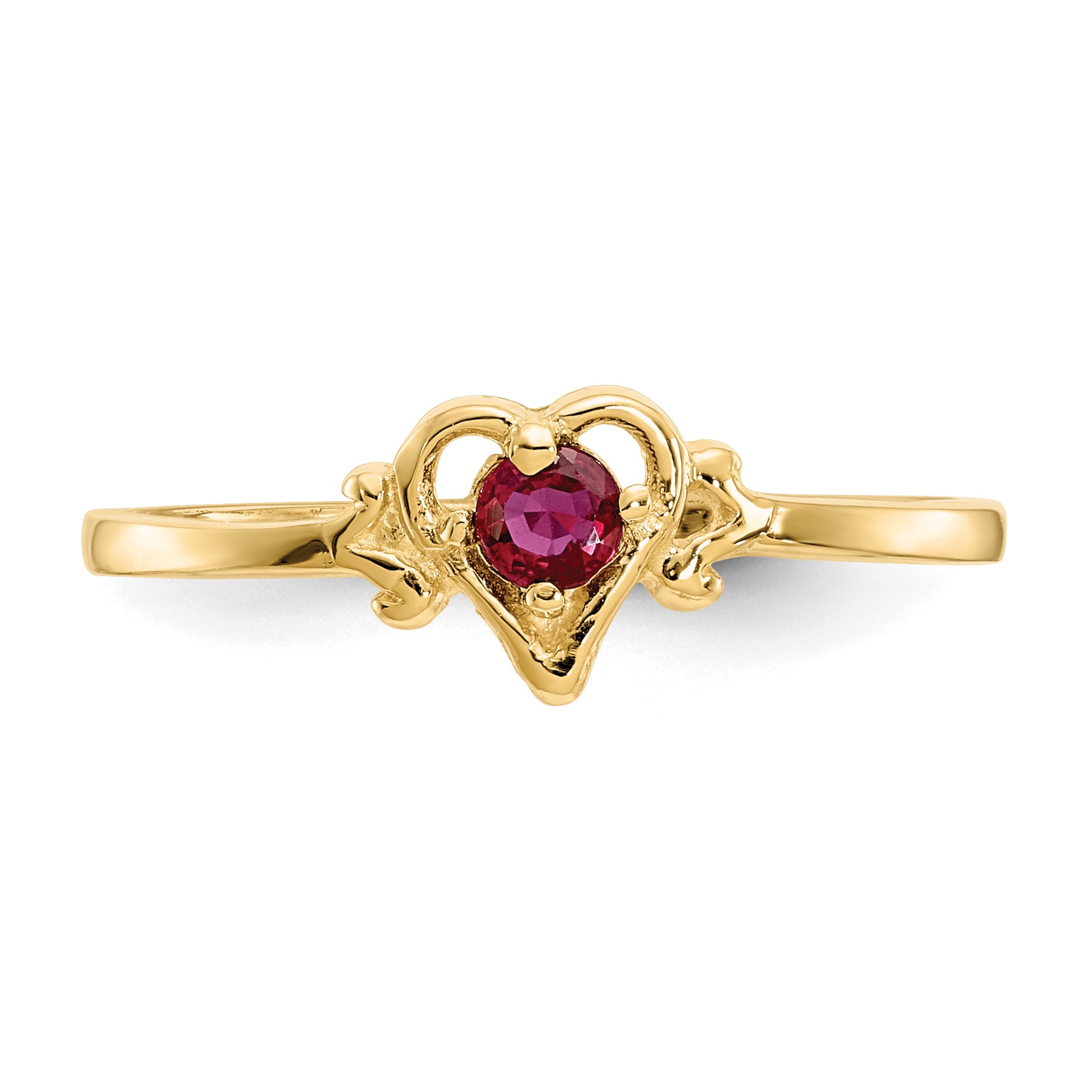 14K Ruby Birthstone Heart Ring