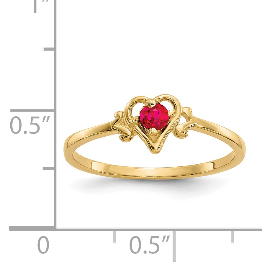 14K Ruby Birthstone Heart Ring