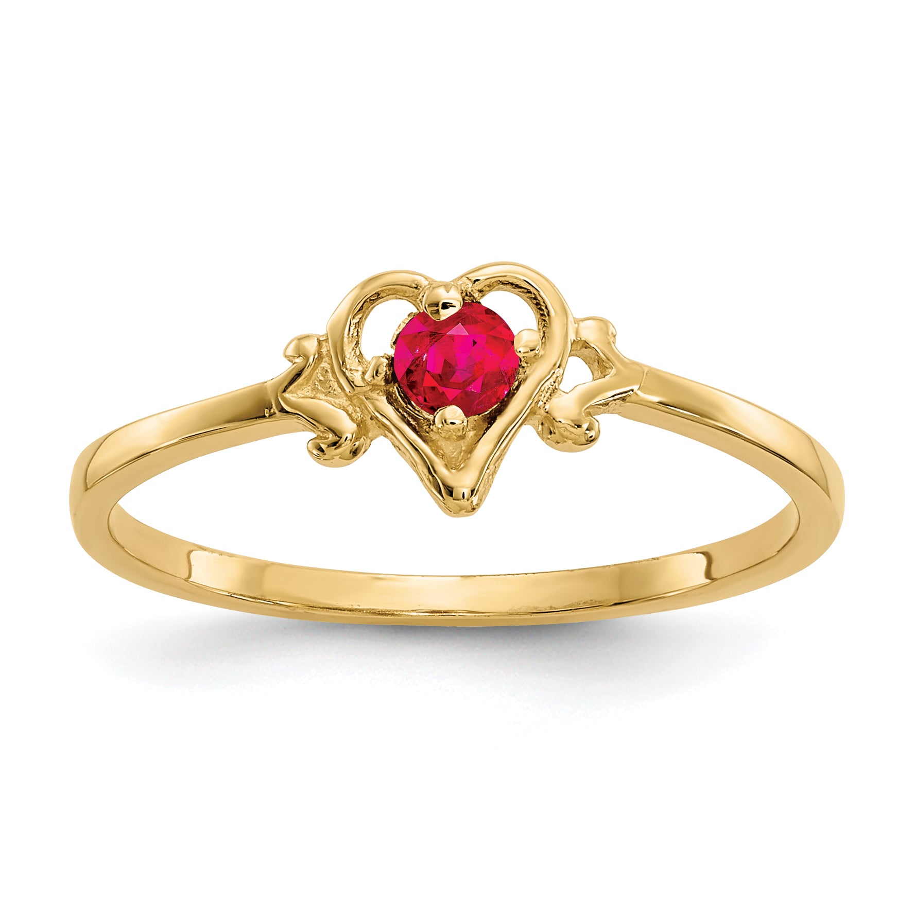 14K Ruby Birthstone Heart Ring Main image
