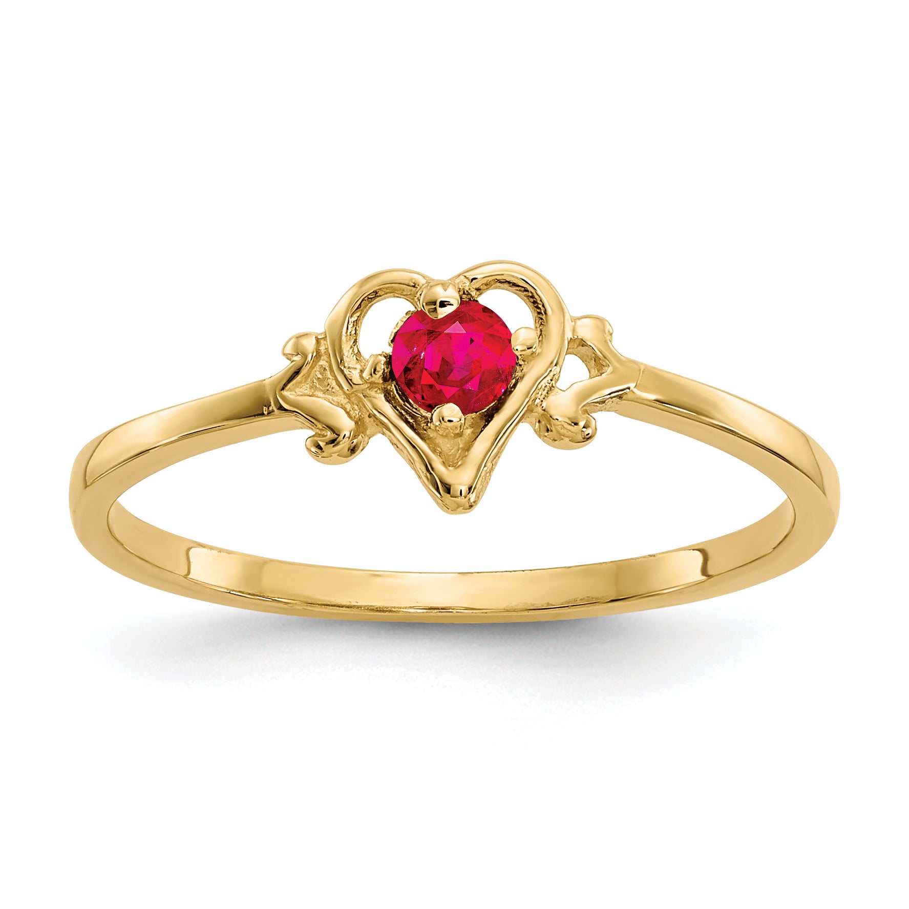 14K Ruby Birthstone Heart Ring