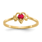 14K Ruby Birthstone Heart Ring
