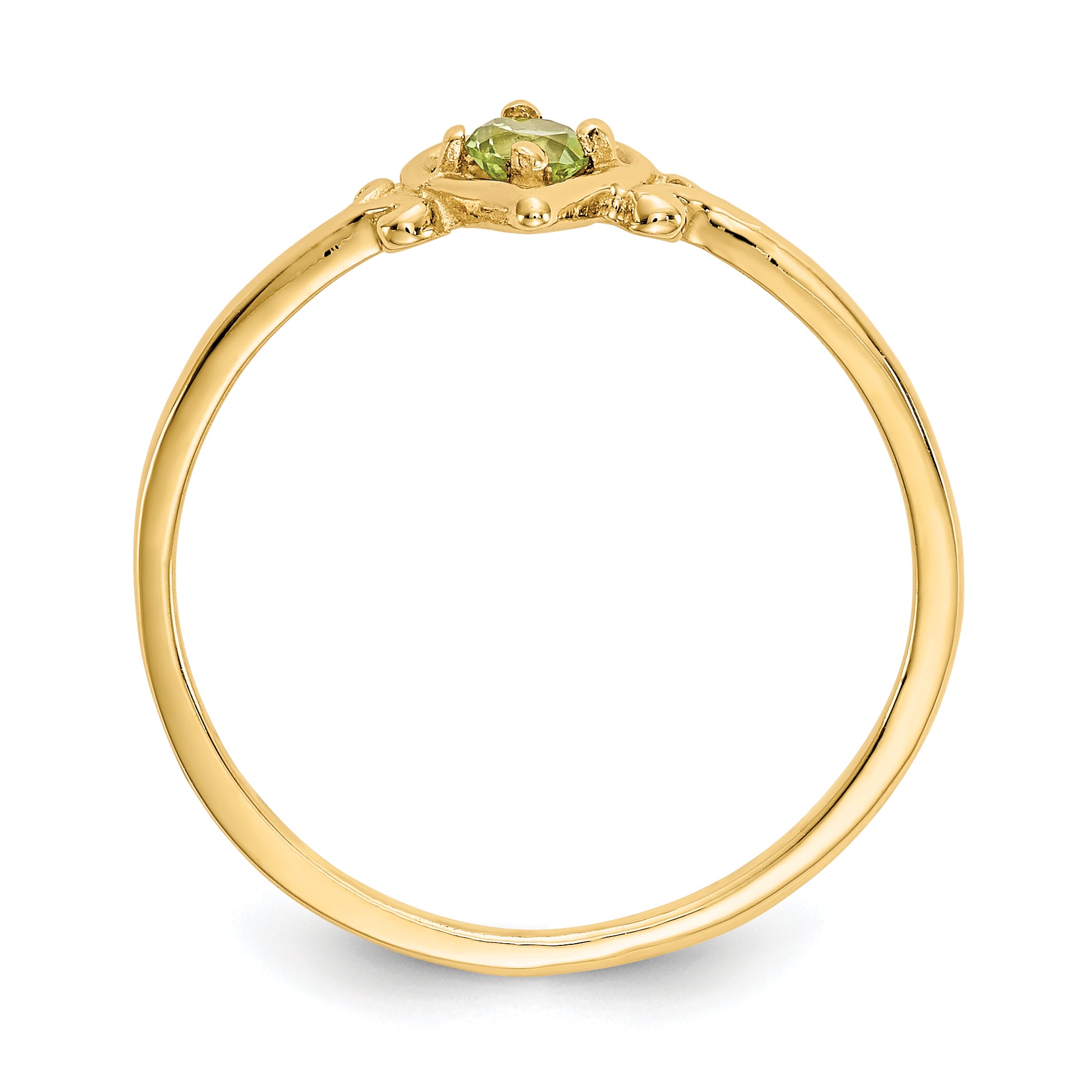 14K Peridot Birthstone Heart Ring