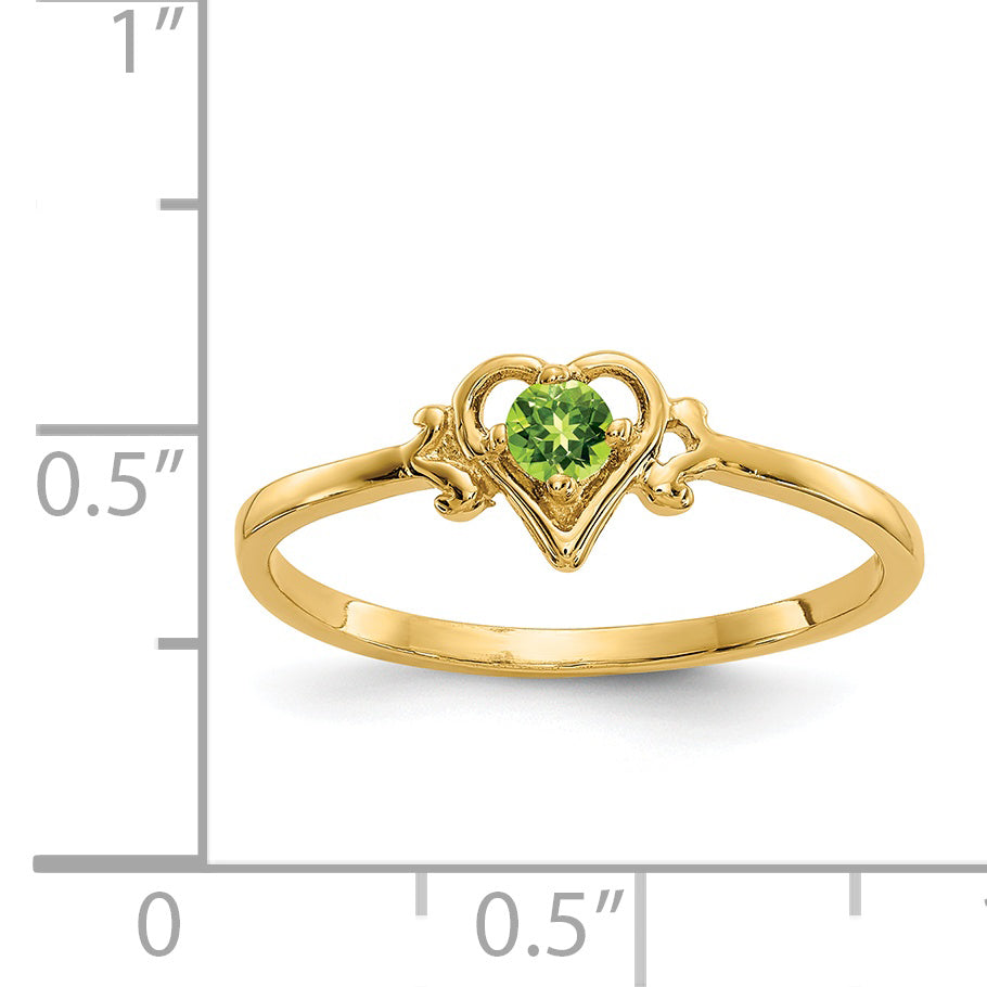 14K Peridot Birthstone Heart Ring