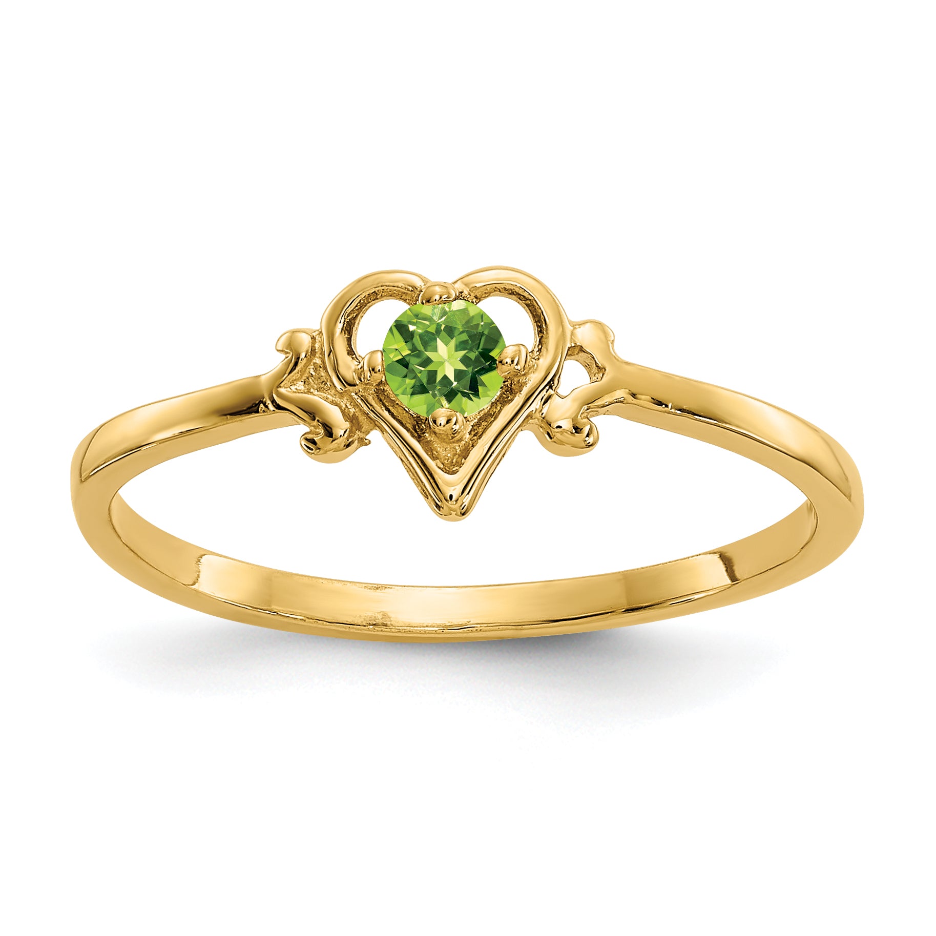 14K Peridot Birthstone Heart Ring Main image