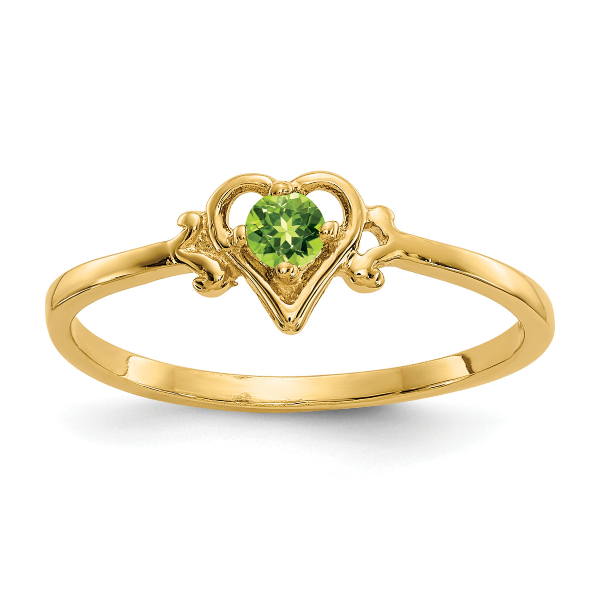 14K Peridot Birthstone Heart Ring