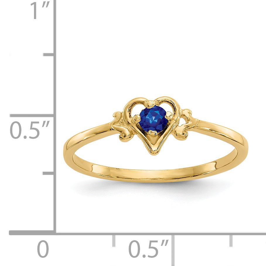 14K Sapphire Birthstone Heart Ring