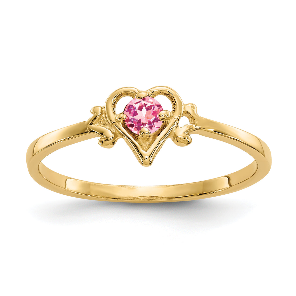 14K Pink Tourmaline Birthstone Heart Ring