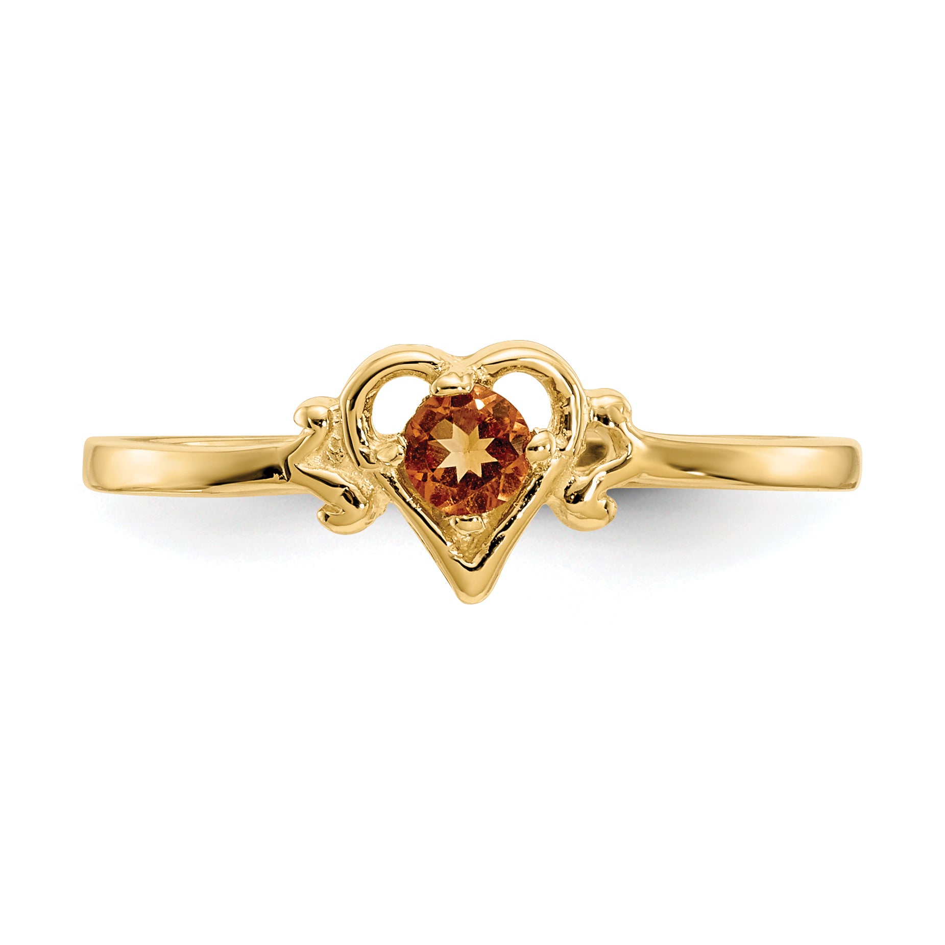 14K Citrine Birthstone Heart Ring