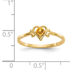 14K Citrine Birthstone Heart Ring