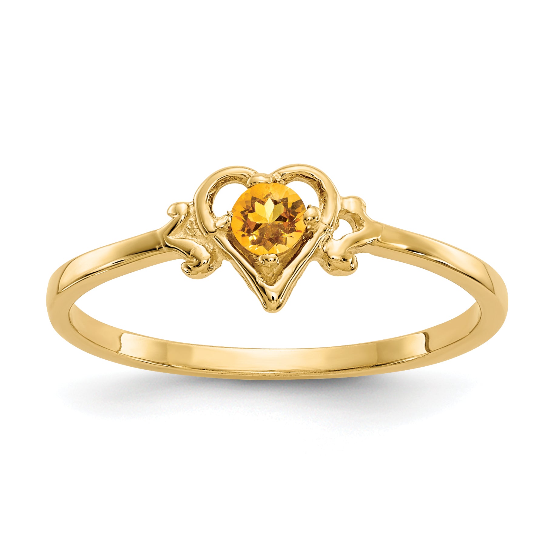 14K Citrine Birthstone Heart Ring