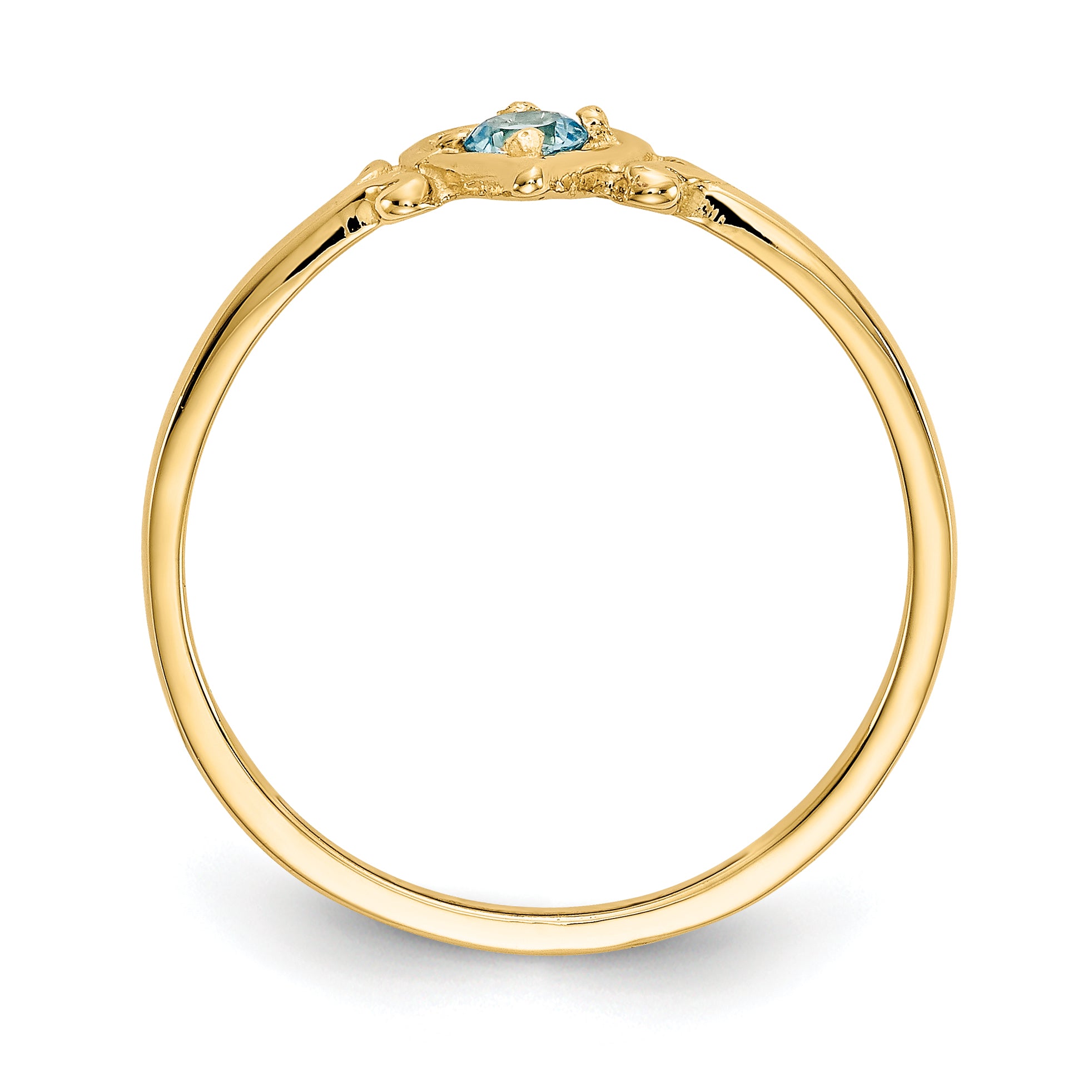 14K Blue Topaz Birthstone Heart Ring