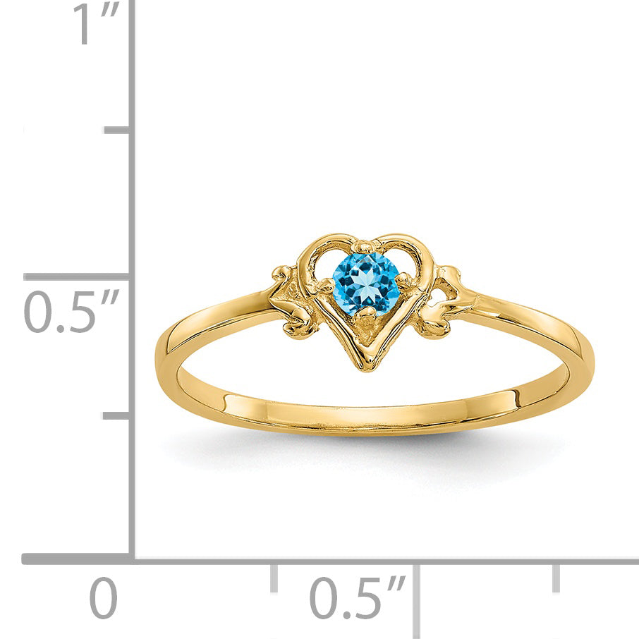 14K Blue Topaz Birthstone Heart Ring
