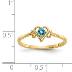 14K Blue Topaz Birthstone Heart Ring