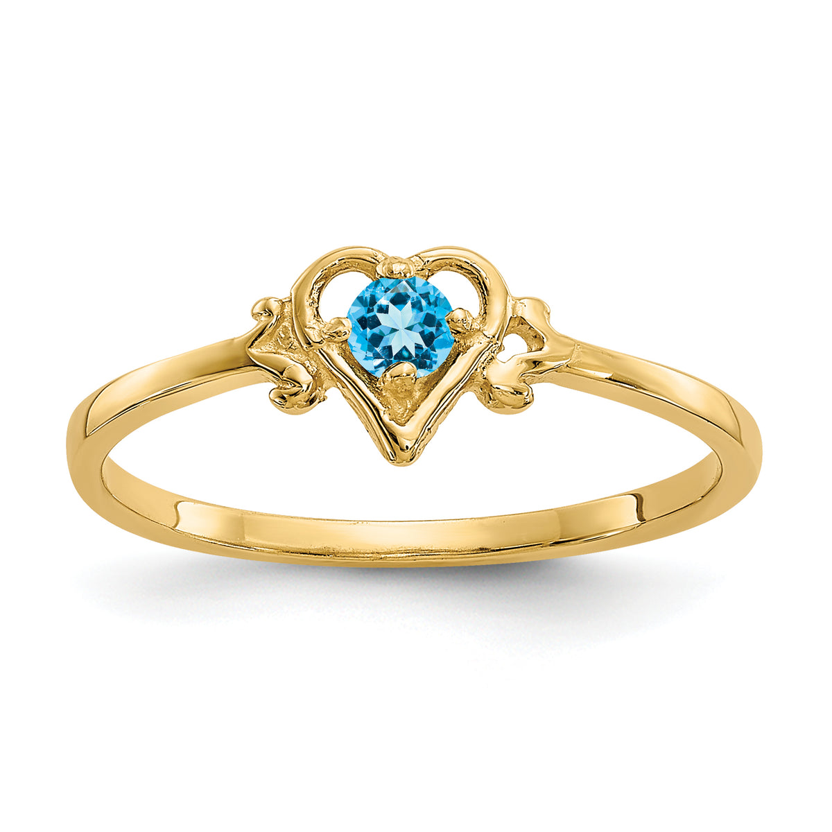 14K Blue Topaz Birthstone Heart Ring