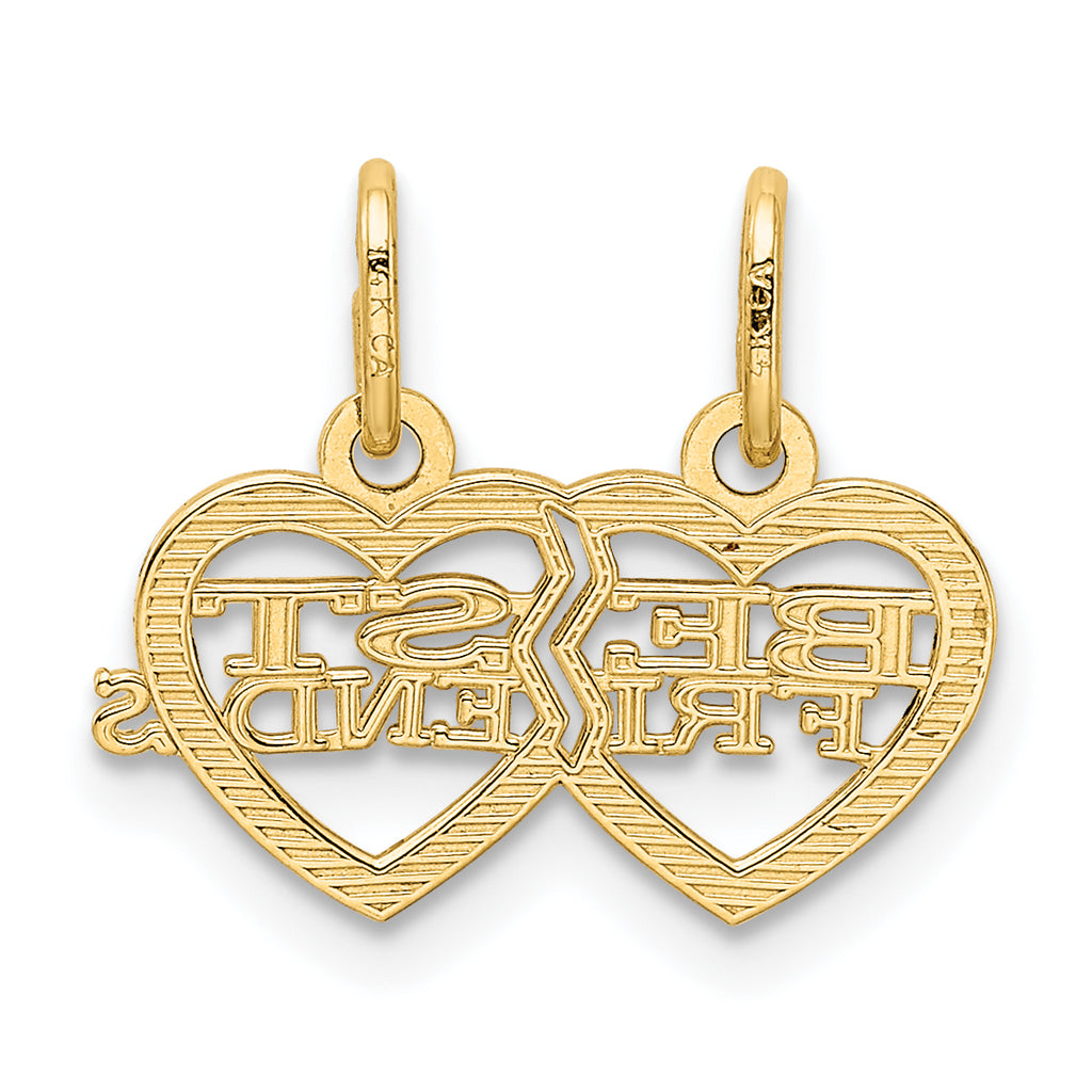 14K Double Heart BEST FRIENDS Break-apart Charm