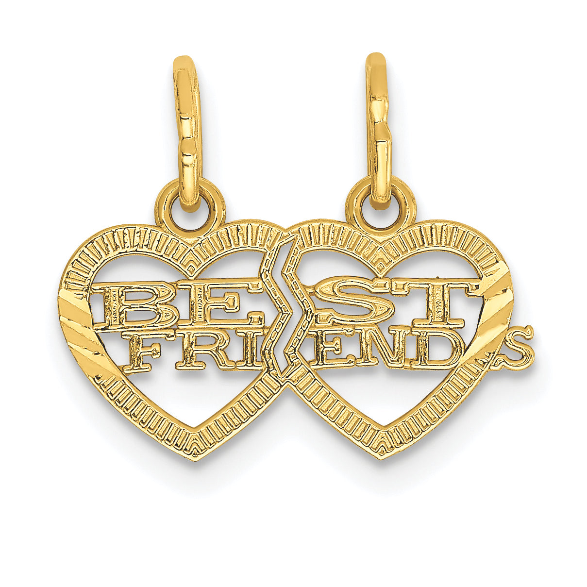 14k Double Heart BEST FRIENDS Break-apart Charm Main image