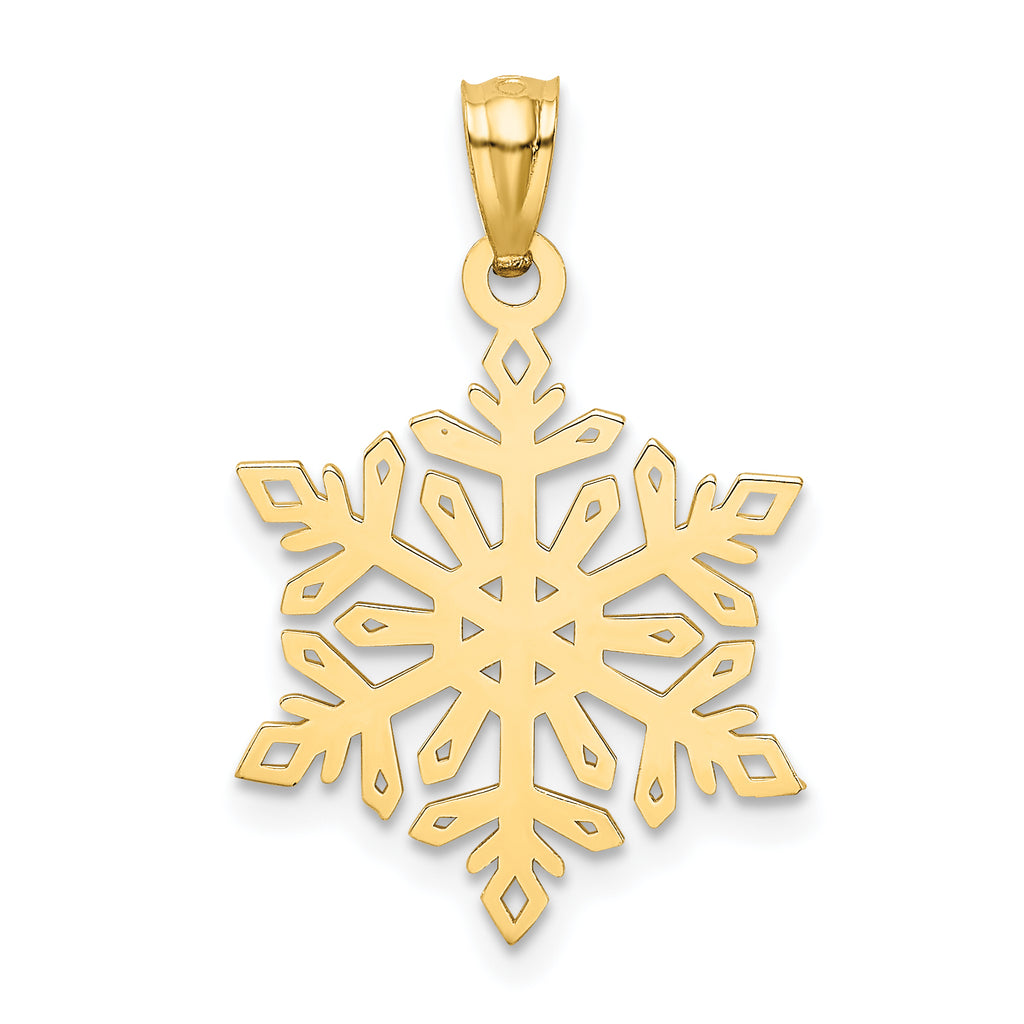 14K Diamond -Cut Snowflake Pendant