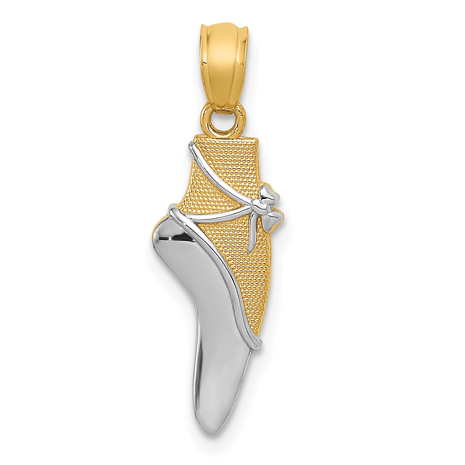 14K w/Rhodium Ballet Shoe Pendant Main image