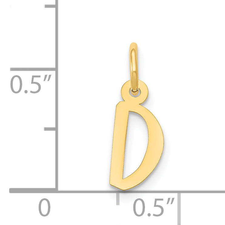 14K Small Slanted Block Letter D Initial Charm
