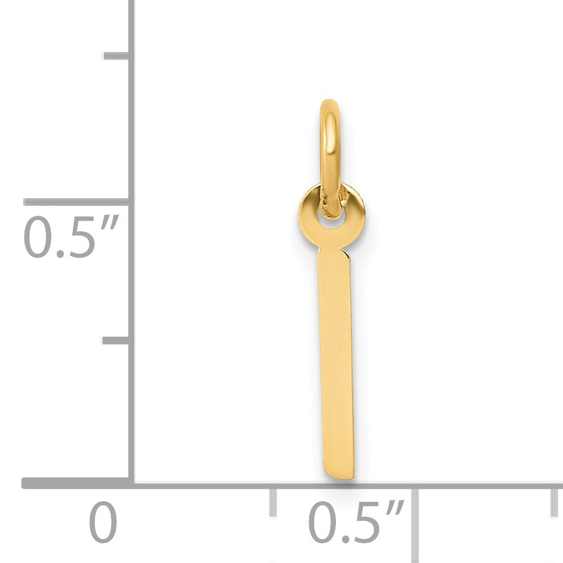 14K Small Slanted Block Initial I Charm