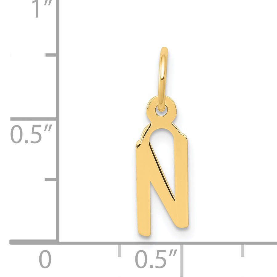 14K Small Slanted Block Initial N Charm
