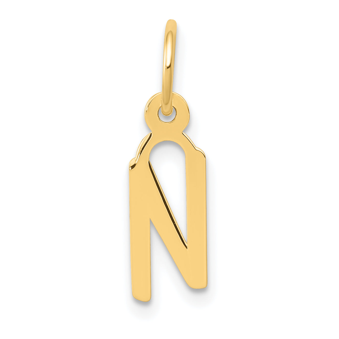 14k Small Slanted Block Letter N Initial Charm Main image