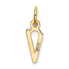 14K Small Slanted Block Initial V Charm