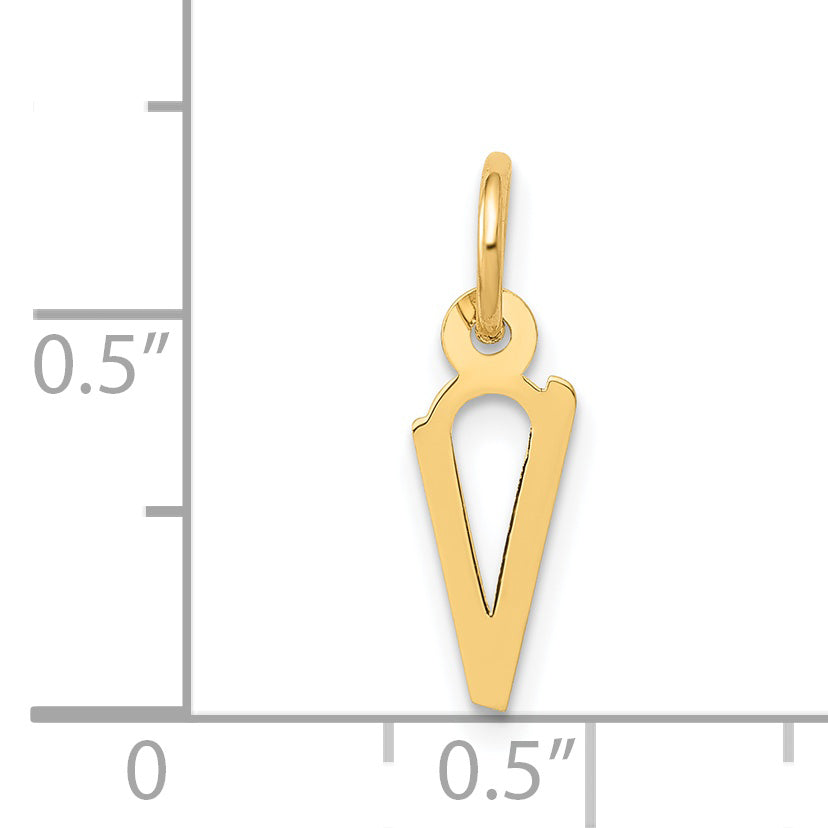 14K Small Slanted Block Initial V Charm