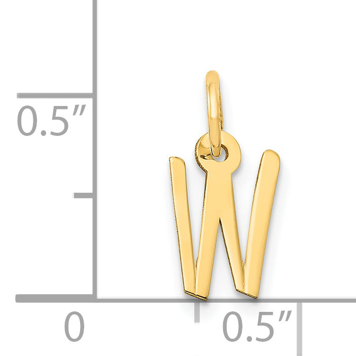 14K Small Slanted Block Initial W Charm