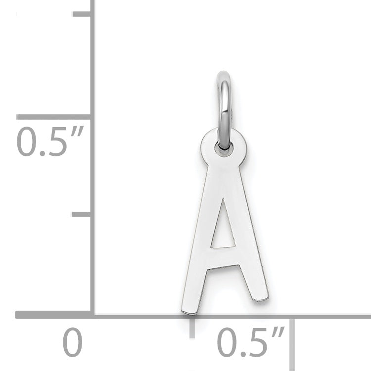 14K White Gold Small Slanted Block Letter A Initial Charm