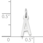 14K White Gold Small Slanted Block Letter A Initial Charm