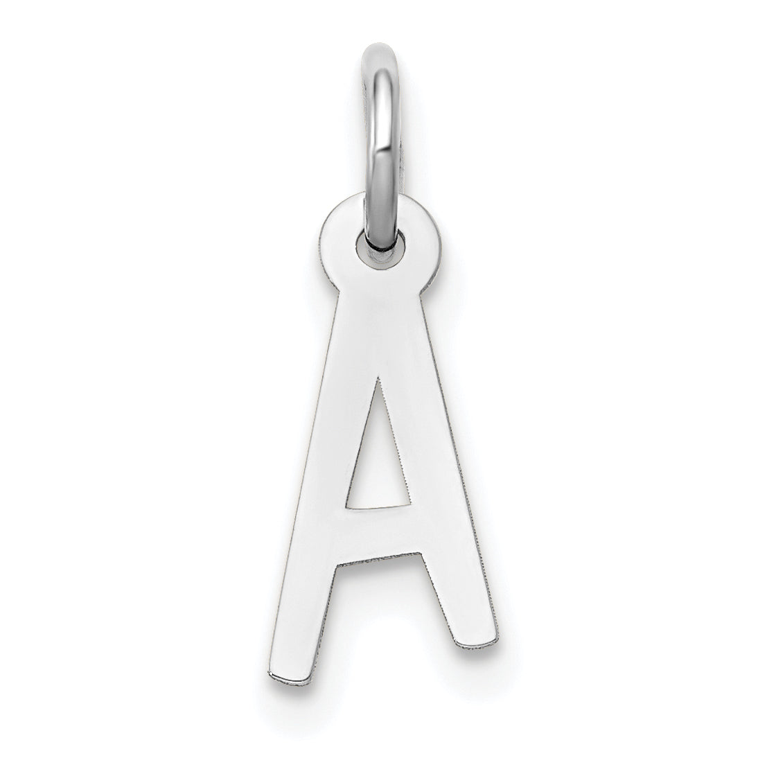 14k White Gold Small Slanted Block Letter A Initial Charm Main image