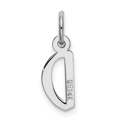 14K White Gold Small Slanted Block Letter D Initial Charm