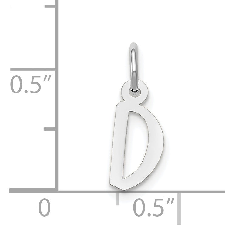 14K White Gold Small Slanted Block Letter D Initial Charm