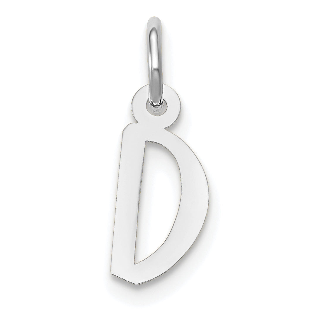 14k White Gold Small Slanted Block Letter D Initial Charm Main image