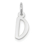 14k White Gold Small Slanted Block Letter D Initial Charm