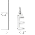 14K White Gold Small Slanted Block Initial E Char