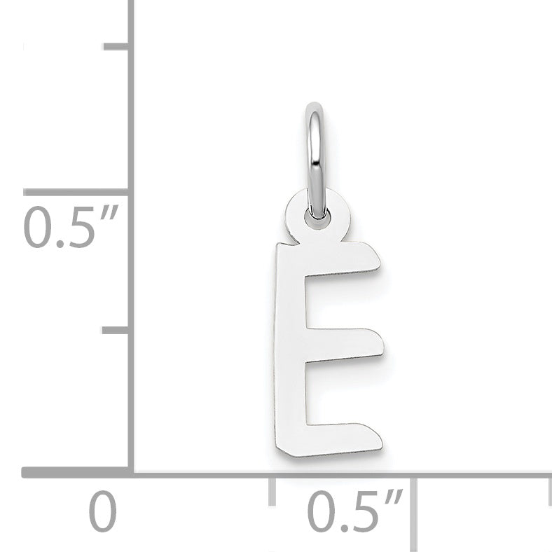 14K White Gold Small Slanted Block Initial E Char