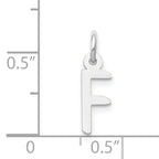 14K White Gold Small Slanted Block Initial F Char