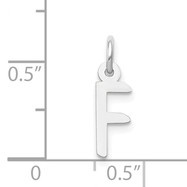 14K White Gold Small Slanted Block Initial F Char