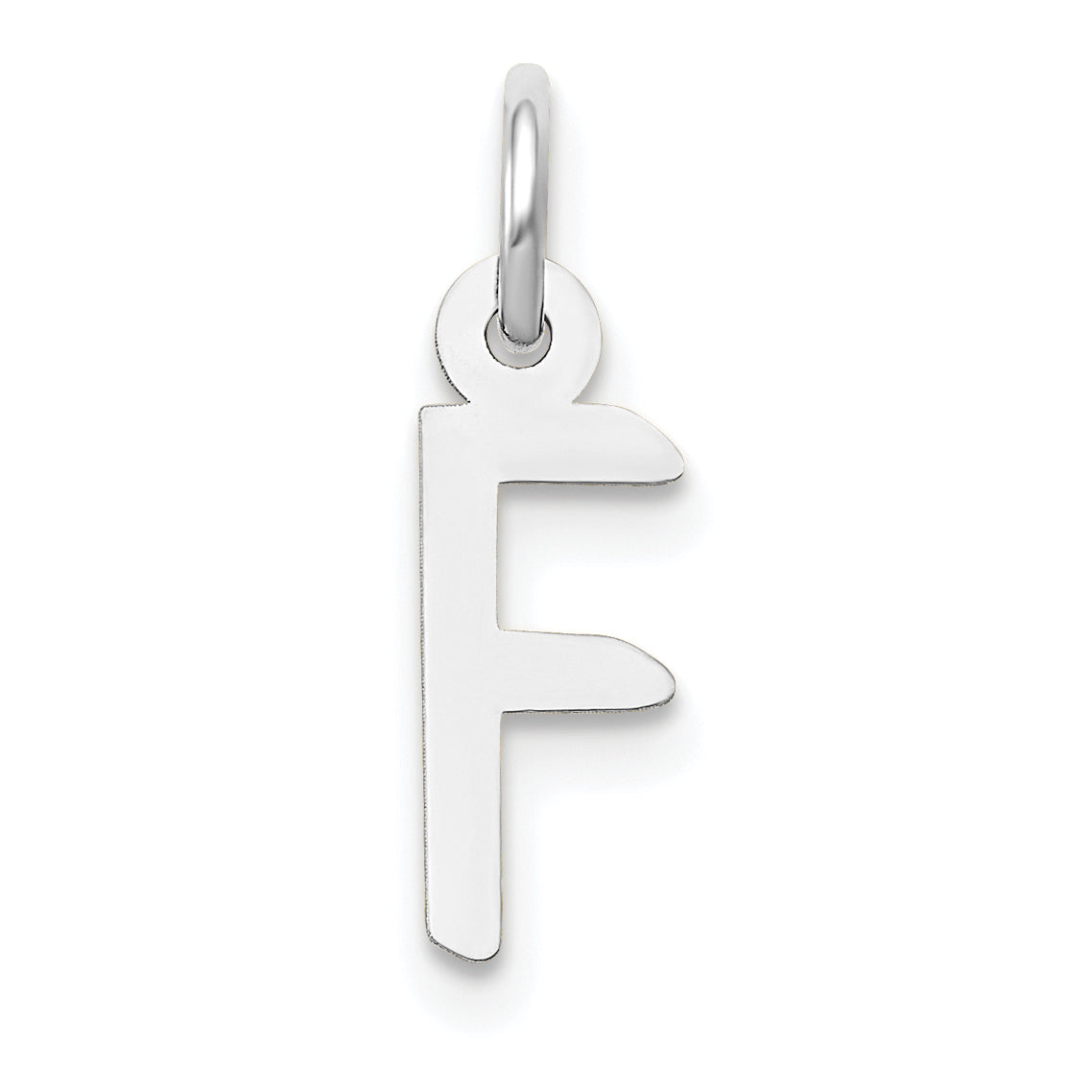 14K White Gold Small Slanted Block Letter F Initial Charm Main image