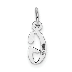 14K White Gold Small Slanted Block Initial G Char