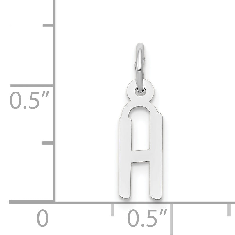 14K White Gold Small Slanted Block Initial H Char