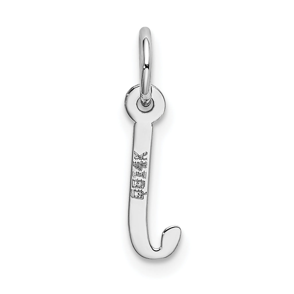 14K White Gold Small Slanted Block Initial J Char