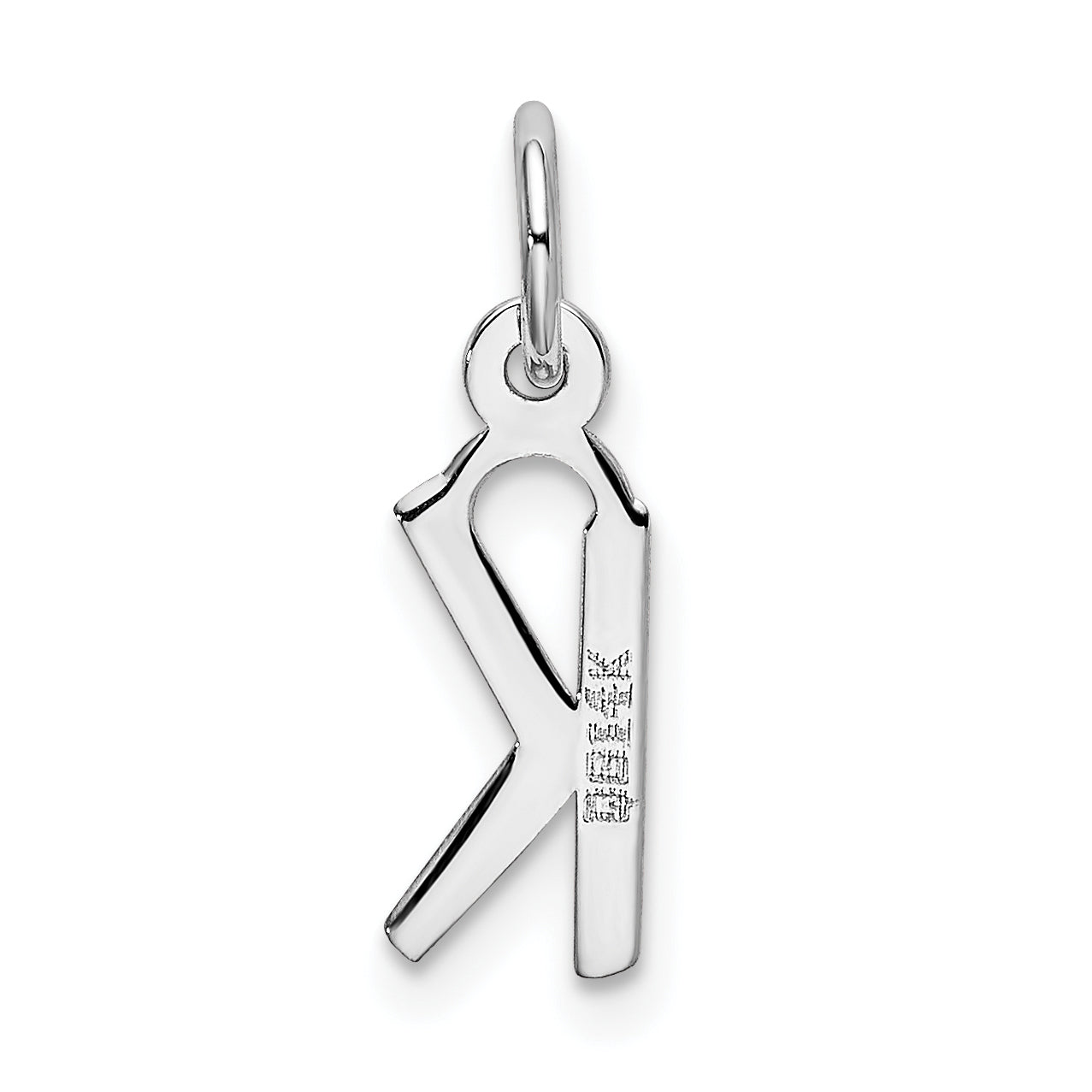 14K White Gold Small Slanted Block Initial K Char