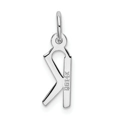 14K White Gold Small Slanted Block Initial K Char