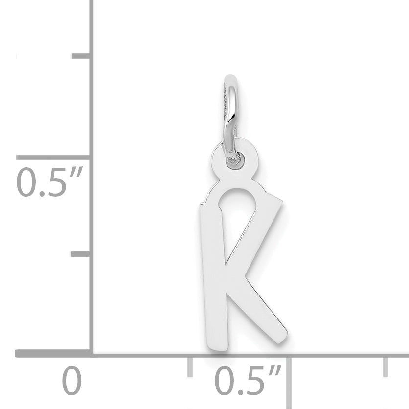14K White Gold Small Slanted Block Initial K Char