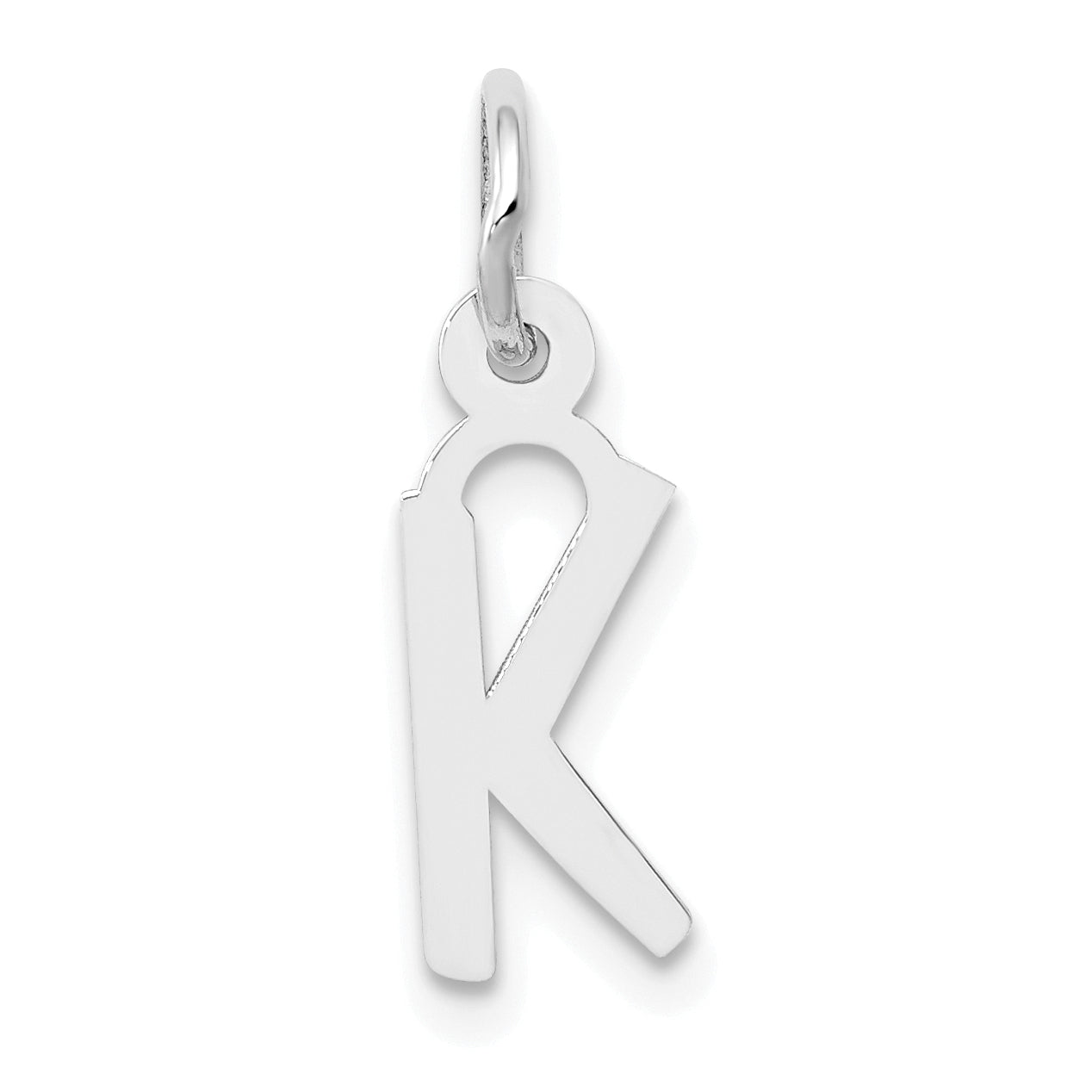 14K White Gold Small Slanted Block Letter K Initial Charm Main image